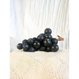 Large Purple Vintage Italian Hand-Carved Alabaster Stone Fruit Grape Cluster #1